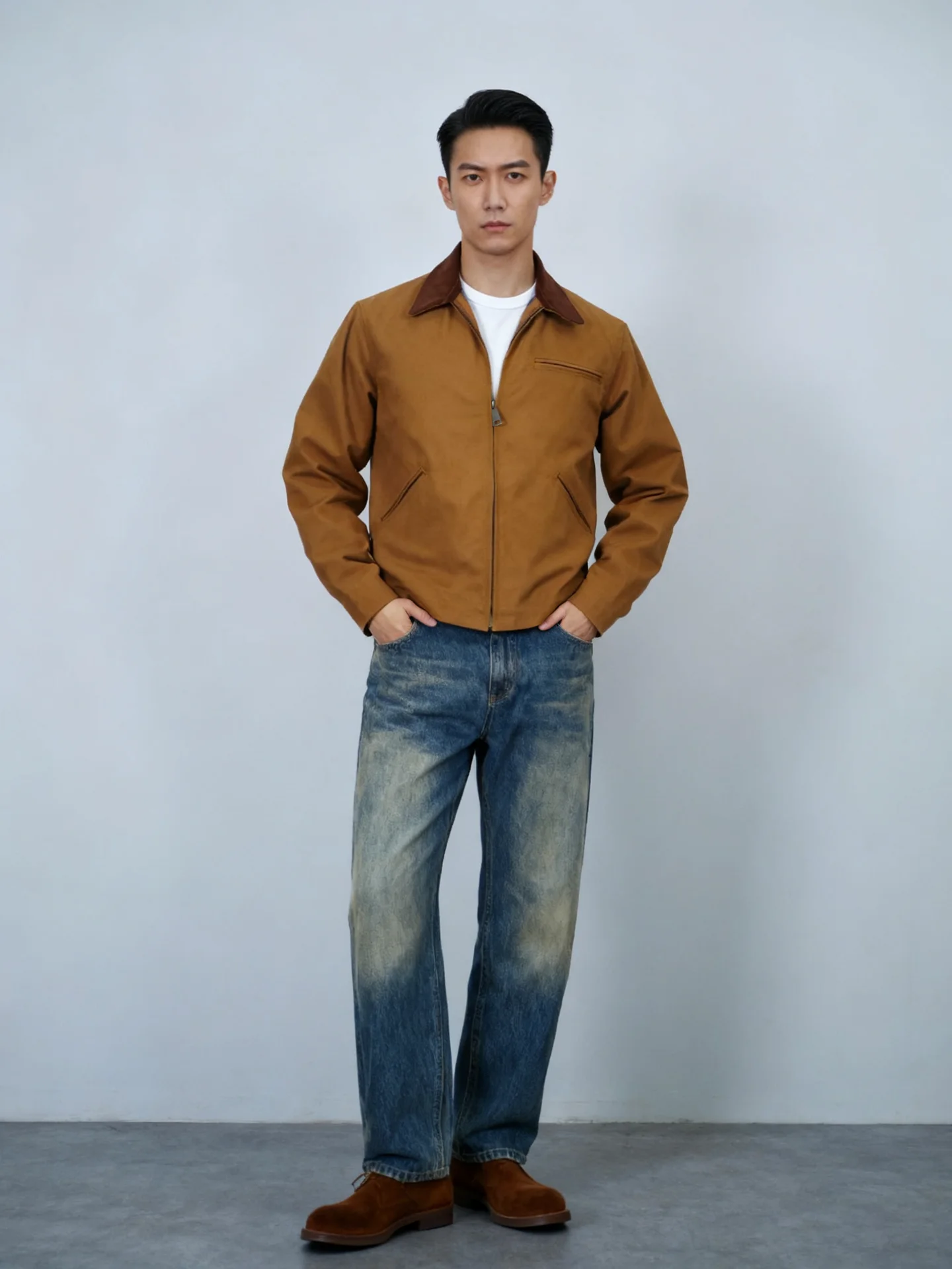 ort Canvas Jaet Men's Slim Fit Turn-down Collar Detroit Coat Interr Travel Karhat Replied Version Winter Outerwear