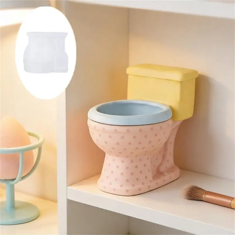 91AF Handmade Silicone Toilet Mold For Jewelry Storage Box Planter Making Mould for Home Decoration Projects