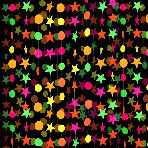 Neon Fluorescent Garland Round Pentagram Blacklight Glow Party Decor Happy Birthday Banner Neon Party Xmas Tree Decoration