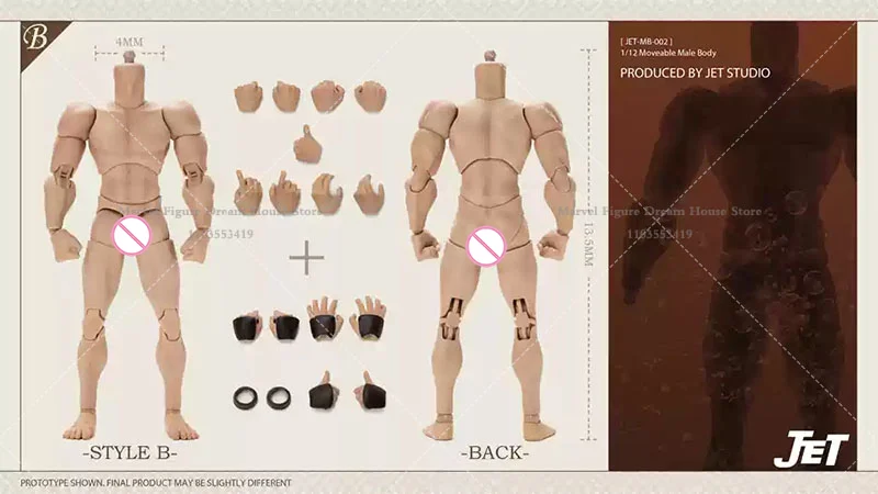 JET STUDIO TS-MB-001/002 1/12 Scale Fashion Model Male Joint Mobility Hormone Body Flexible Posture Fit 6-inch Action Figure