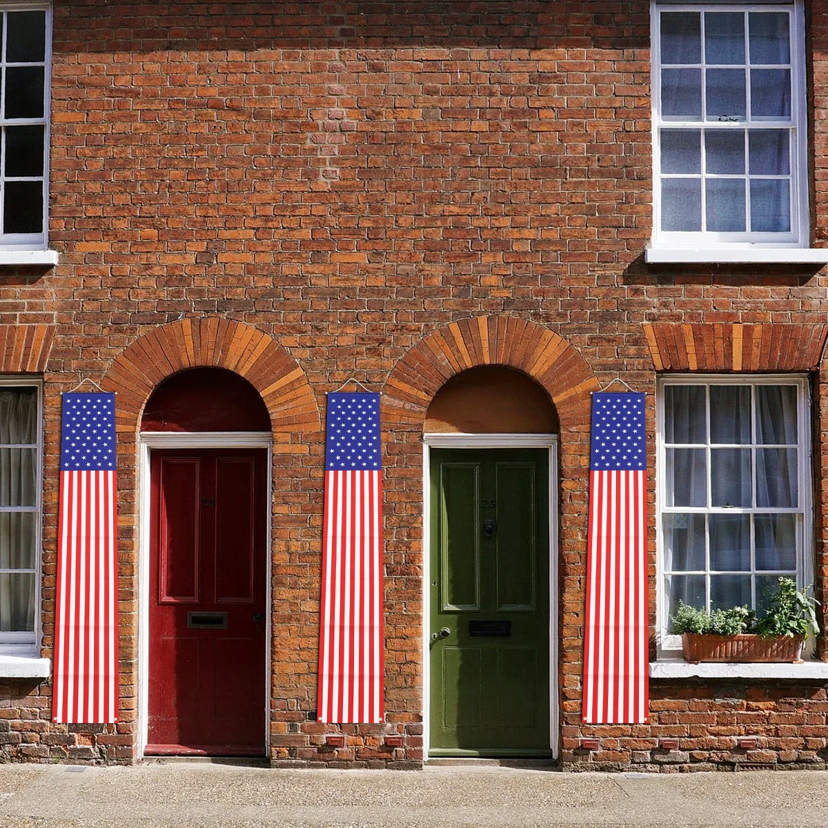 

1Pair Independence Day Theme Hanging Banner Red Door Flag for Party Decor Layout Outdoor Indoor Celebration Event Background