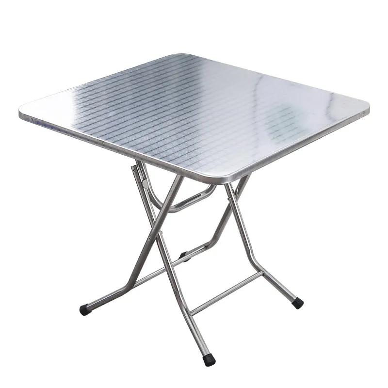 Stainless Steel Folding Dining Table Portable Round Barbecue Desk for Outdoor Camping Tables Space Saving Dining Room Furniture