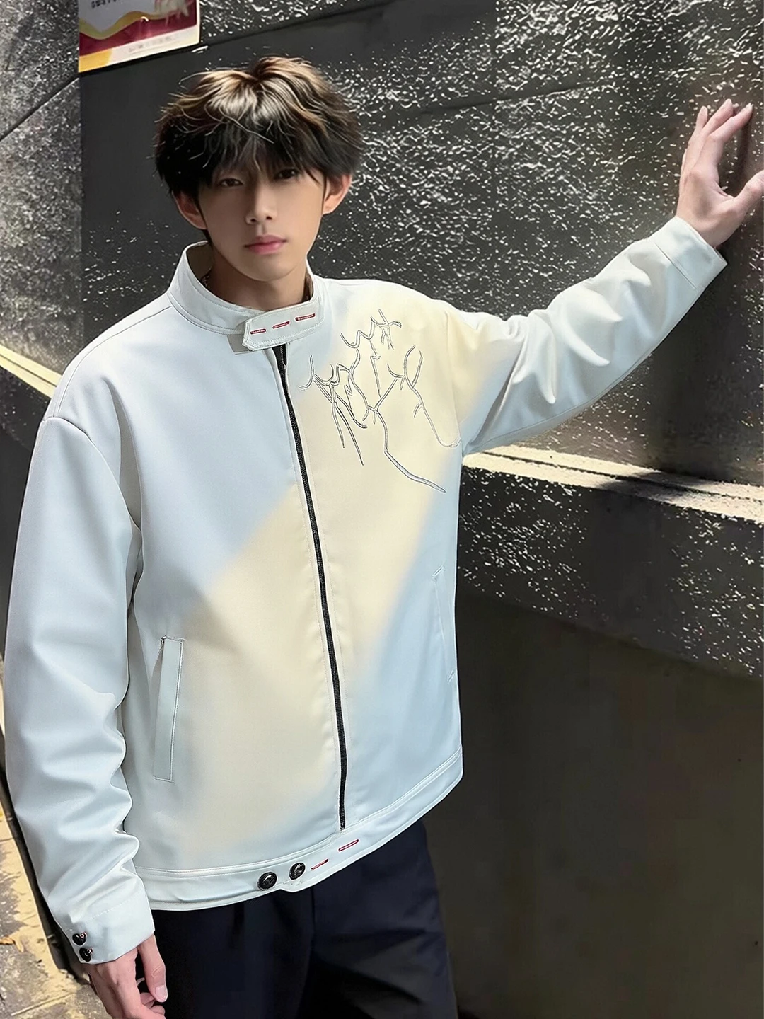 White Embroidered Short Jacket - Harrington Jacket 评论和价格