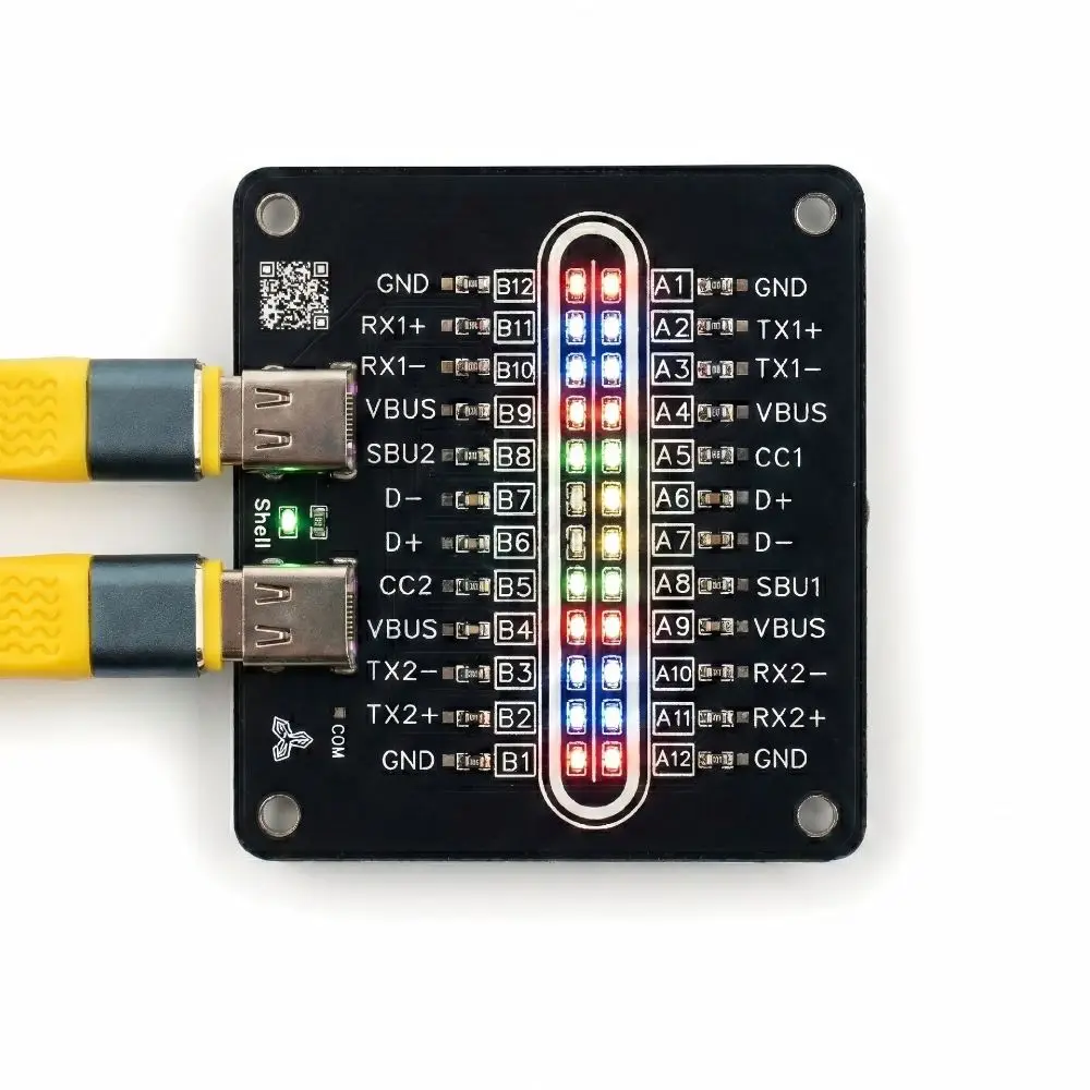 24 Pin USB Cable Tester LED Indicators Type C to Type C Cable Detection Module Multifunctional Pin Detection Data Cable Tester