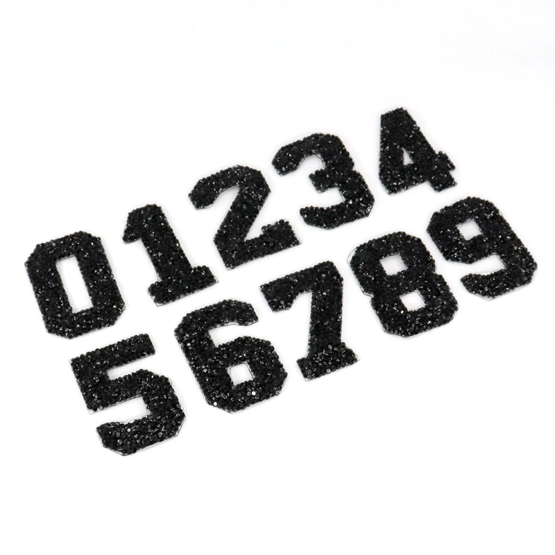 1 قطعة حجر الراين الأسود الأبجدية رسالة عدد المطرزة الحديد على للملابس شارة لصق للملابس حقيبة الأحذية Stripes بها بنفسك المشارب #4