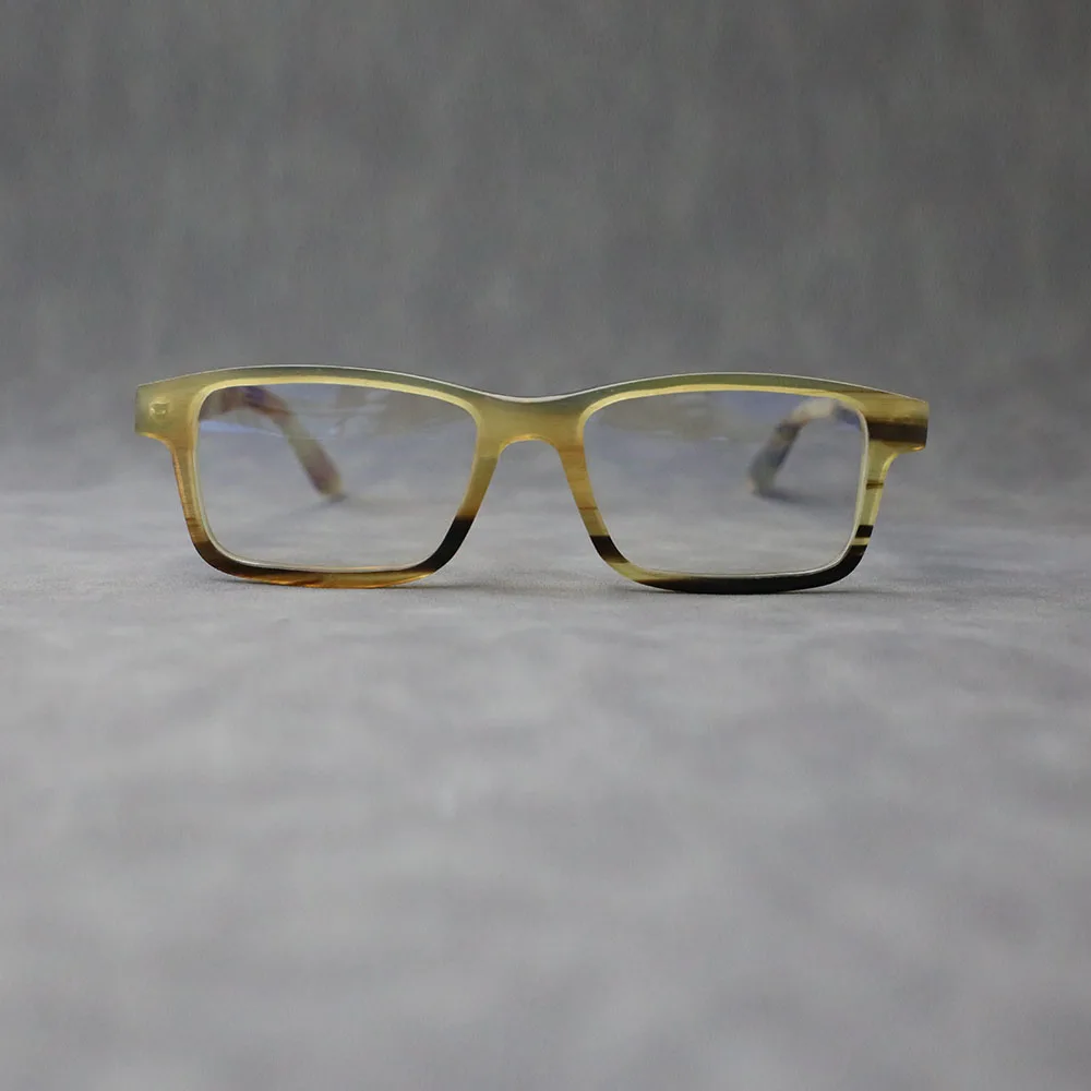 

Eyeglass Frames Square Unique Striped Retro Handmade Natural Horn Prescription Women's Man Glasses Frames Optical Lenses Eyewear