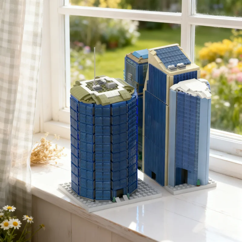 

4804 детали MOC: Модульный офисный центр, состоящий из 5 мини-моделей городских улиц, строительные блоки, креативный подарок для самостоятельной сборки, декор для демонстрации