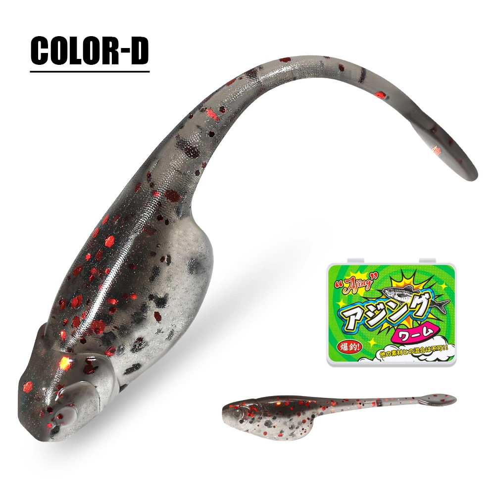 Palisander Crappie Minnow Shad Soft Baits 5 cm Ajing Wurm Angelköder Willow Tail TPR Floating Drop Shot Ocean Rock Angelgerät