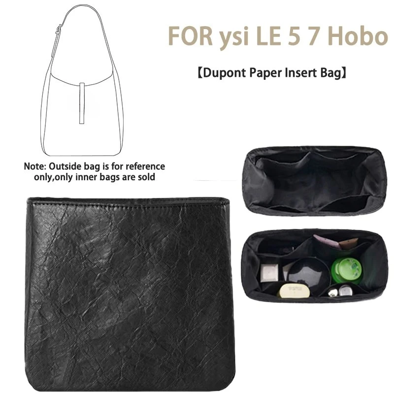 EverToner Black DuPont Paper Bag Organizer for ysi LE 5 À 7 Hobo Insert Layered Liner Cosmetic Finishing Storage Bags