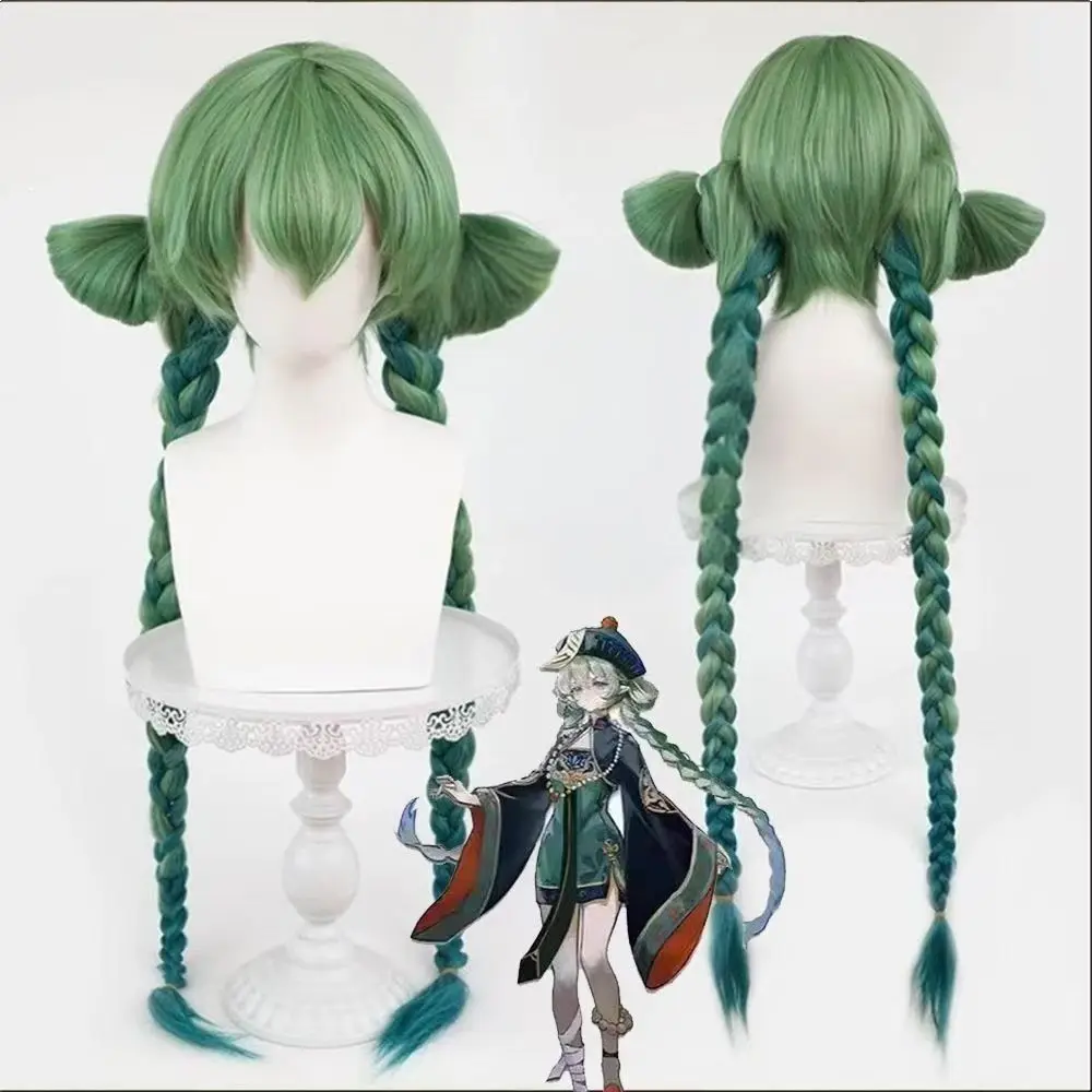 ‌Hatsune Miku Zombie Cosplay Wig - Realistic Twin Tails with Tiger Clips Ombre Braided Hair Anime Convention Costume Accessories
