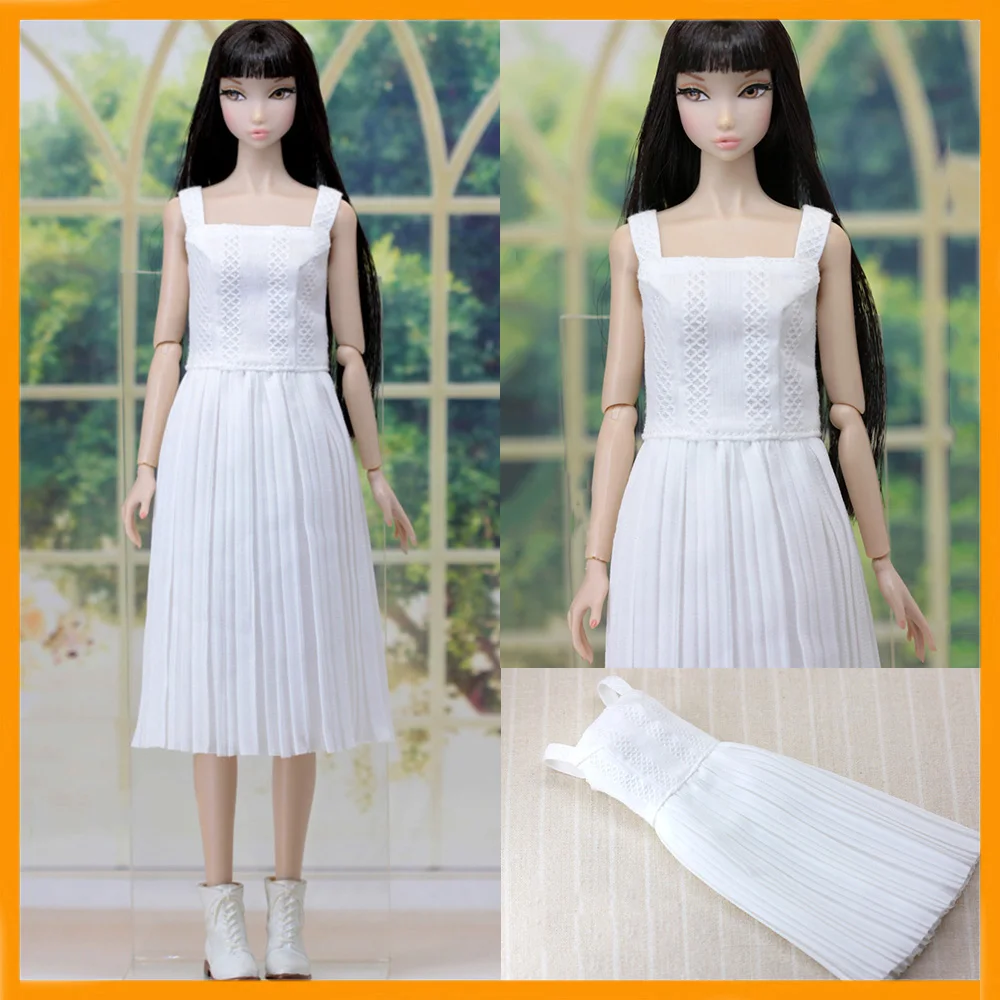 

[30 days shipping] 1/6 Scale Female French White Vest Long Dress Slim Pleated Skirt for Momoko OB FR Nippon PoppyParker Model