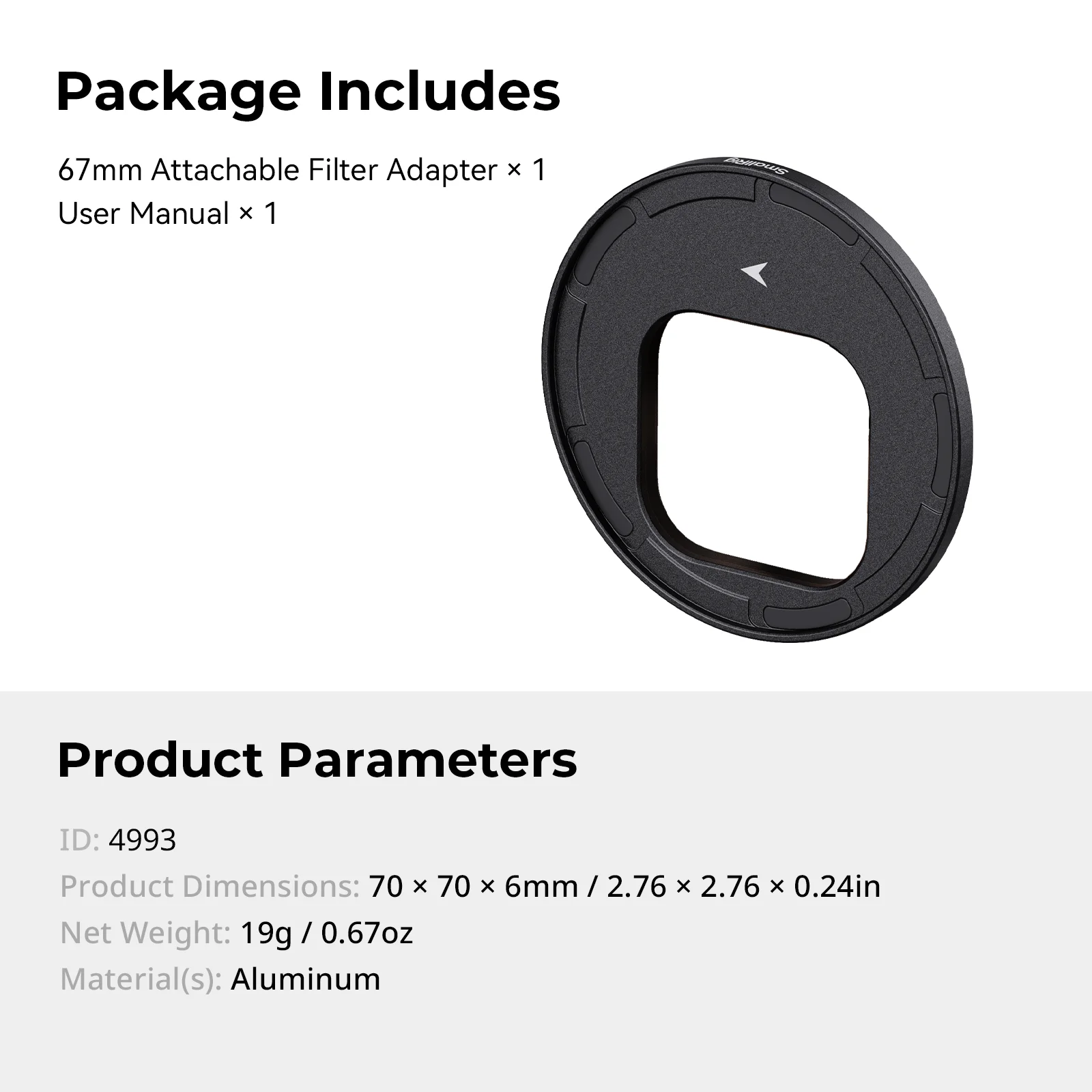 SmallRig FilMov 67mm Attachable Filter Adapter for iPhone 16 Pro / Pro Max Cases Filter Magnetically Mounted , Aluminum 4993