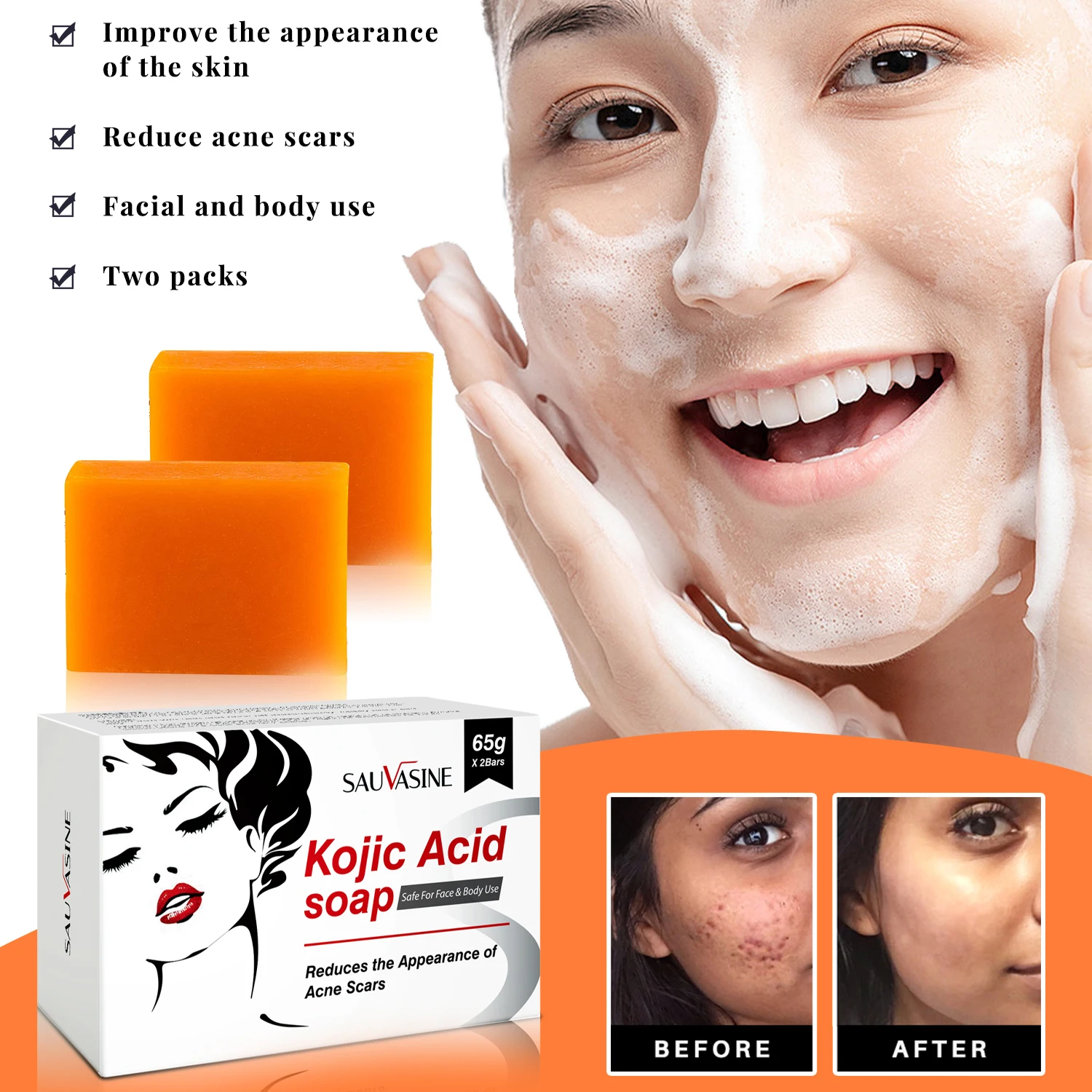 5PCS Kojic Acid Skin Care Set Kojic Acid Soap Moisturizing Facial Cream Body Lotion Face Cleanser Skin Care Products