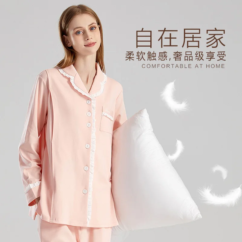 2 PCs/Set Cotton Maternity Nursing Sleepwear Breastfeeding Nightwear for Pregnant Women Pregnancy Breast Feeding Pajamas Suits