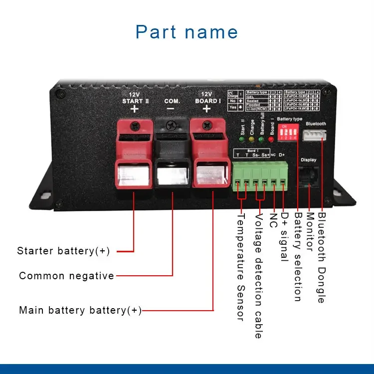 DC to DC 12V 30A smart Charger with Booster support Bluetooth app lithium battery Fully automatic charging temperature Charger