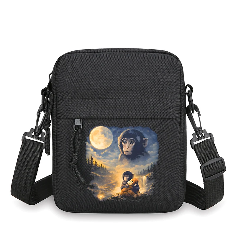 

Сумка через плечо Punch Monkey в американском ретро-стиле для мужчин и женщин, модная сумка для телефона, мужская квадратная сумка через плечо, тематика защиты животных