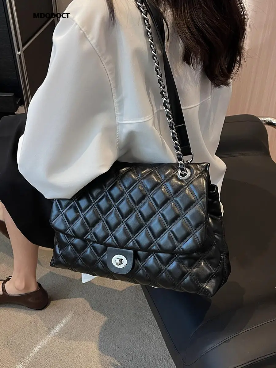 Diamond Lattice Chain Large Capacity Women Shoulder Bags New Luxury Design Classic Crossbody Summer Vintage Simple Style Handbag