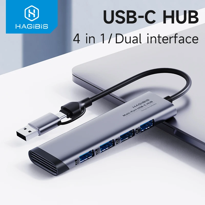 

Hagibis USB/TYPE-C HUB 4 Ports USB 3.0 HUB High Speed Multi USB Splitter for Mobile HDD Macbook Pro PC Computer Accessories