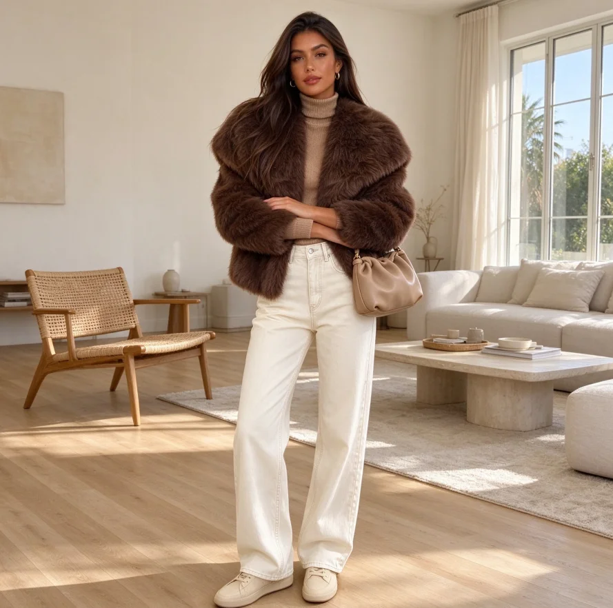 Women Coats Faux Fur Jackets Turn Down Collar Coat Loose Thick Warm Y2k furry Open Stitch Full Sleeve Elegant Work Casual 2026
