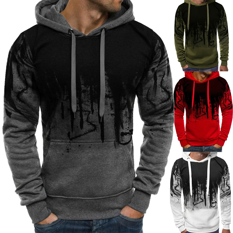 

Men's Fashion Hooded Sweatshirt Casual Pullover Hoodie Outdoor Street Warm Sweater Speckled Camo Sports Sweater