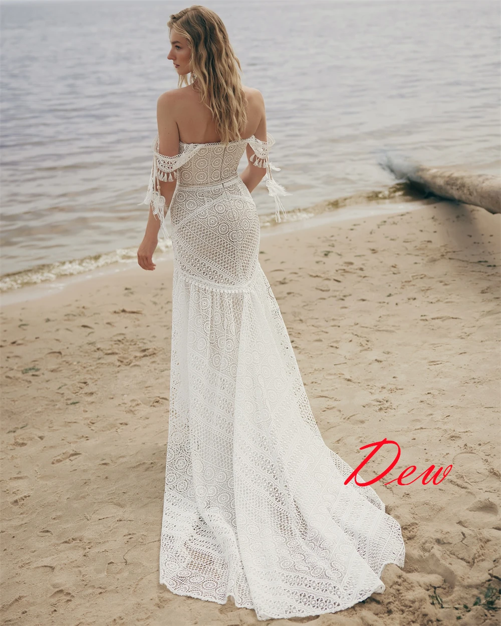 Customized Formal Sexy Temperament Dreamy Romantic Wedding Dress 	 White Lace Wedding Party  Trumpet Sleeveless  Dresses