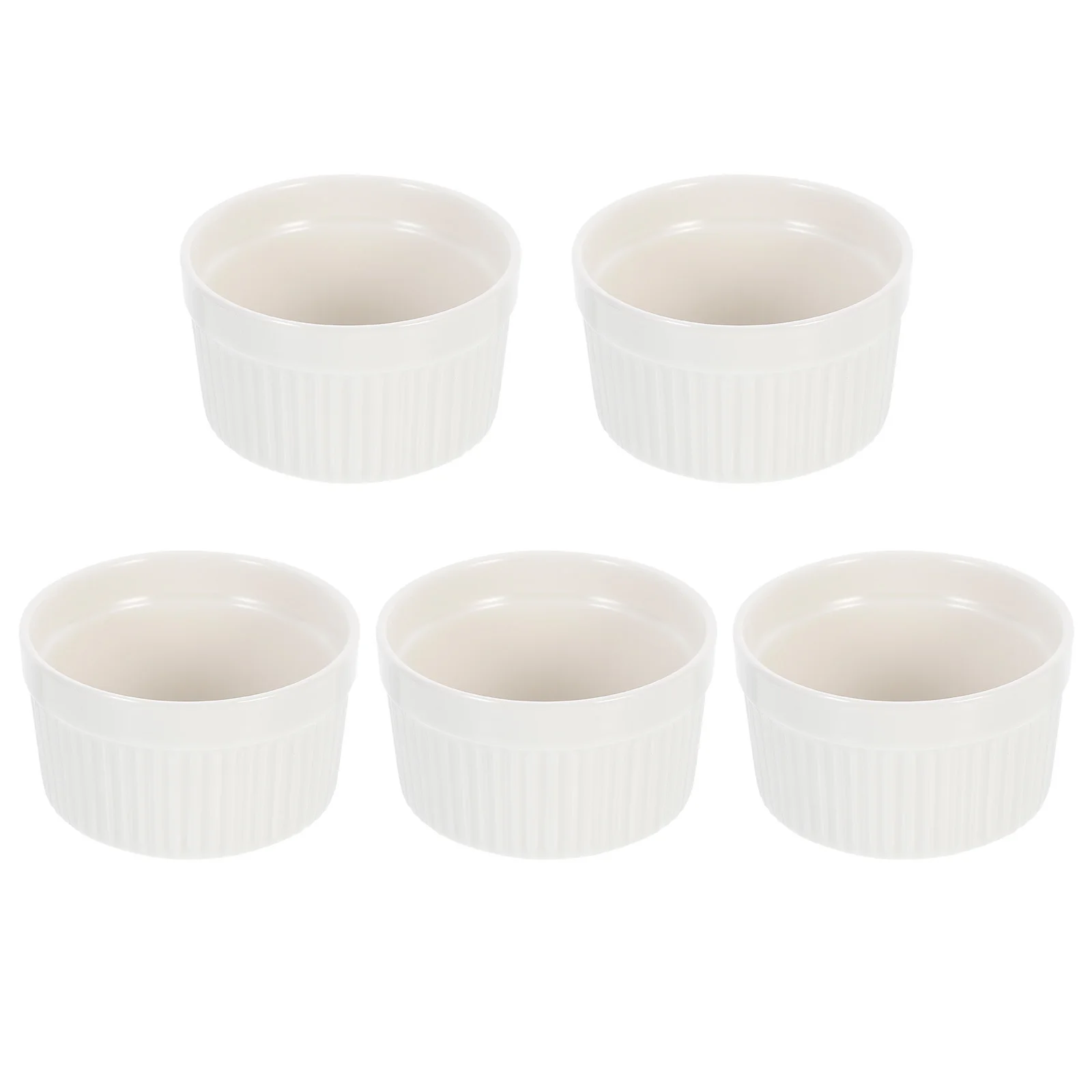 

5Pcs Ceramic Baking Bowls Wicker Handleless High Temperature Resistant Small Soup Rice Bowls for Home Kitchen Decoration Gift