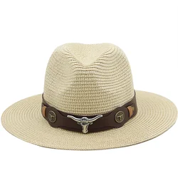 Classic Panama Hat Summer Sun Hats for Women Man Beach Straw Hat for Men UV Protection Jazz Fedora chapeau femme X XL