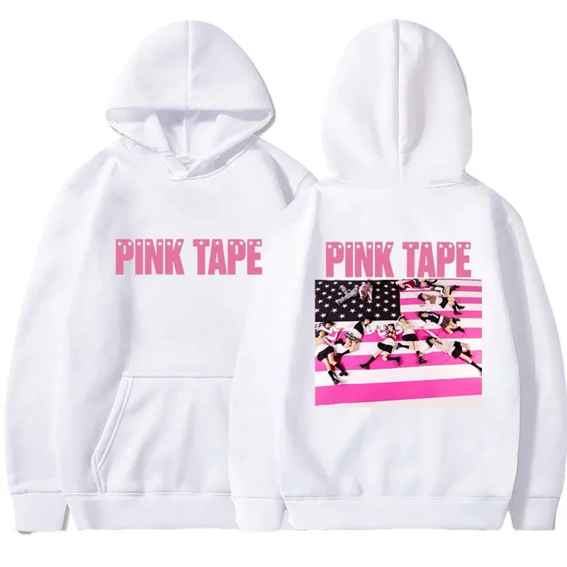 Singer Lil Uzi Vert Hoodie Concert Tour Graphic Pink Tape Print Sweatshirts Men Women Universal Hip Hop Street Style