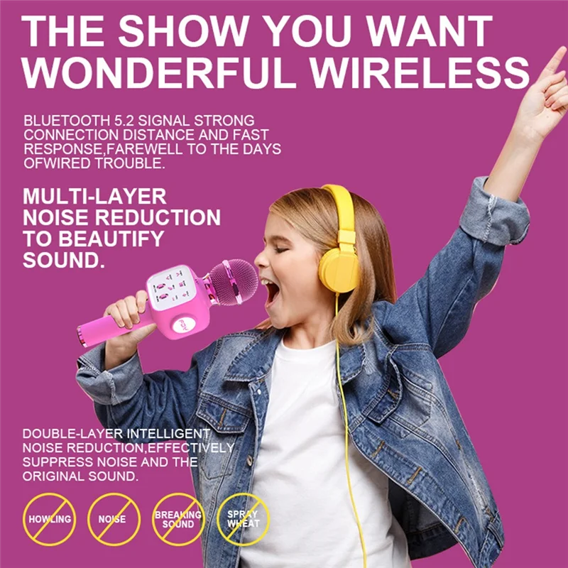 FFYY-Karaoke микрофон Bluetooth беспроводной профессиональный пение машина шумоподавление для дома КТВ вечерние подарок для детей