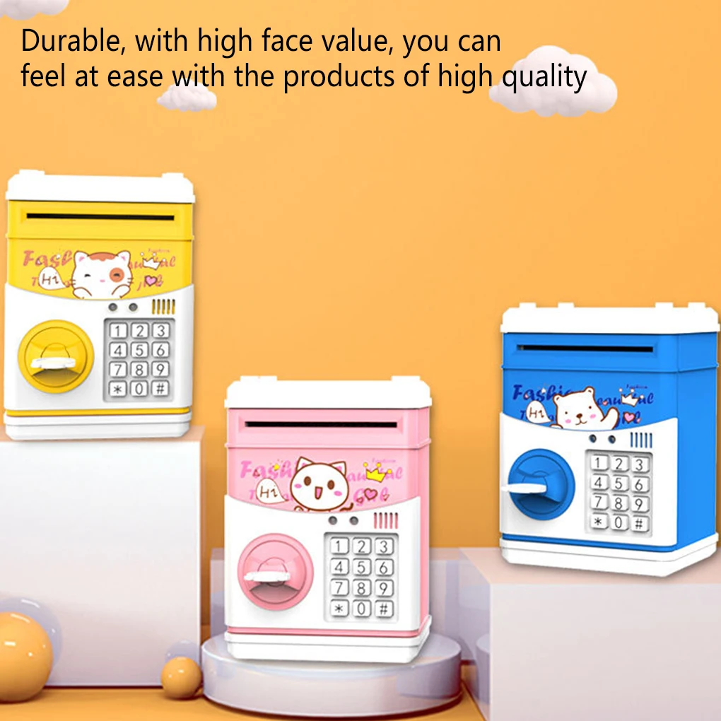Piggy Bank With Voice Multifunction Cartoon Coin Saving Jar Electronic Children Smart Deposit Box School Student Toys Pink