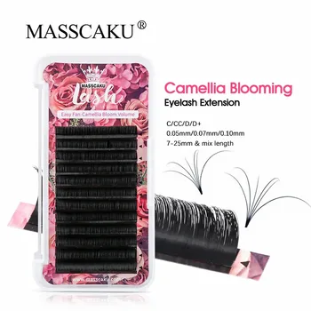 MASSCAKU-메가 속눈썹 익스텐션, 쉬운 패닝 볼륨 자동 개화 빠른 블루밍 팬 속눈썹 빠른 배송 