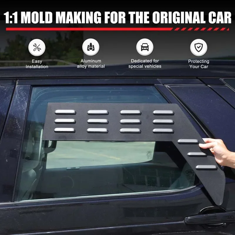 

For 17-24 Land Rover Discovery 5 LR5 Aluminum Black Car Rear Window Air Vents Ventilation Shutters Cover Trim Car Accessories