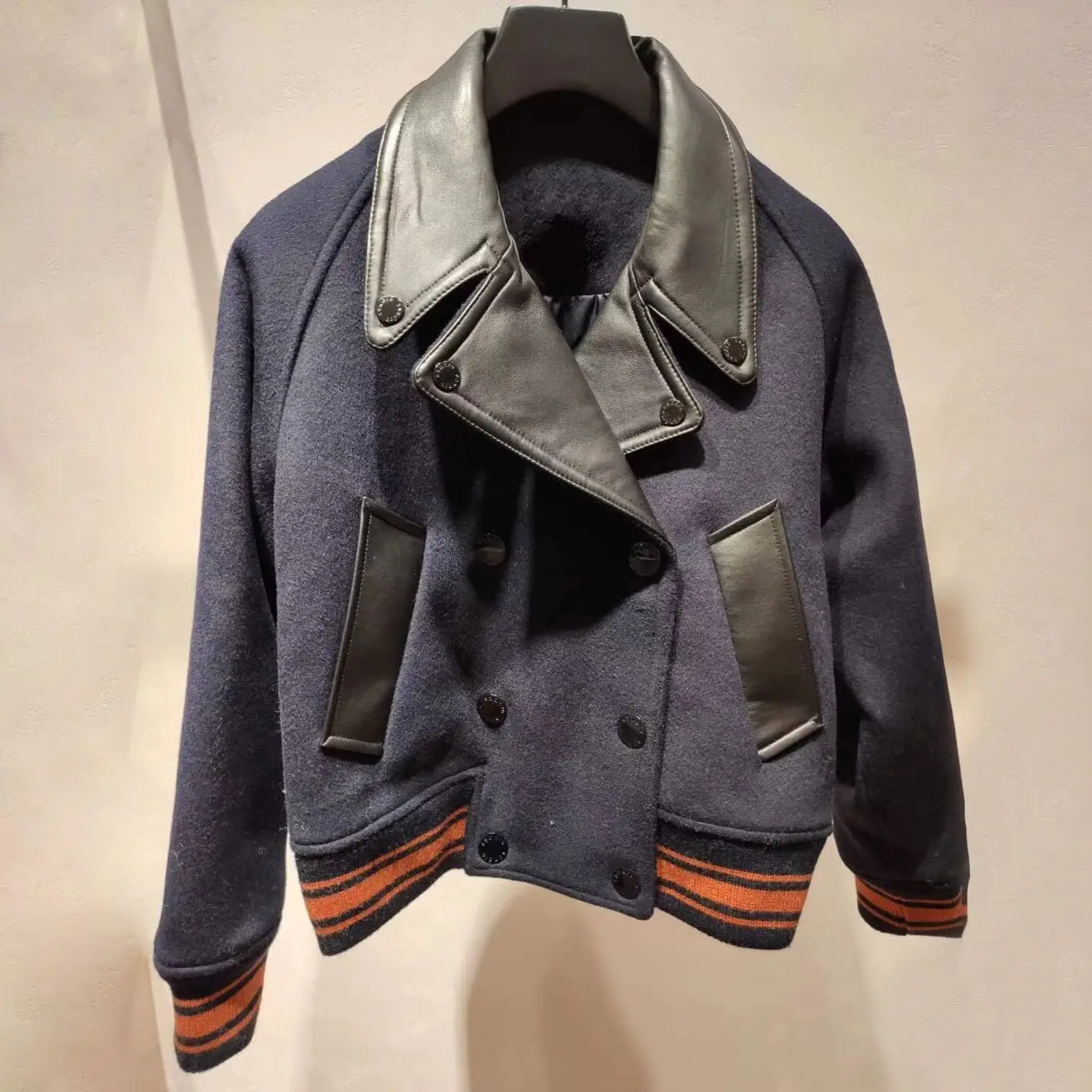 

Осенне-зимнее шерстяное бейсбольное пальто с воротником, двубортная верхняя одежда, трикотаж S Home 209 Faion Blend