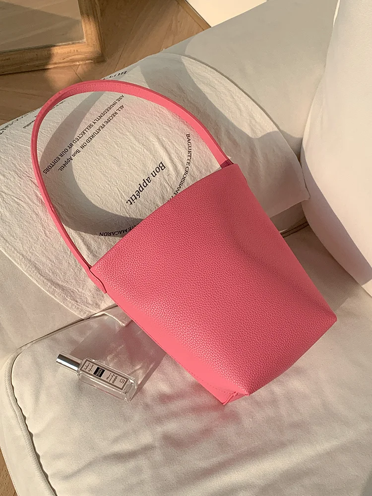 Small Size Bucket Bag Lazy Handbag Retro Single Shoulder Underarm Simple Korean Style Four Seasons Versatile Mother-Child Bag
