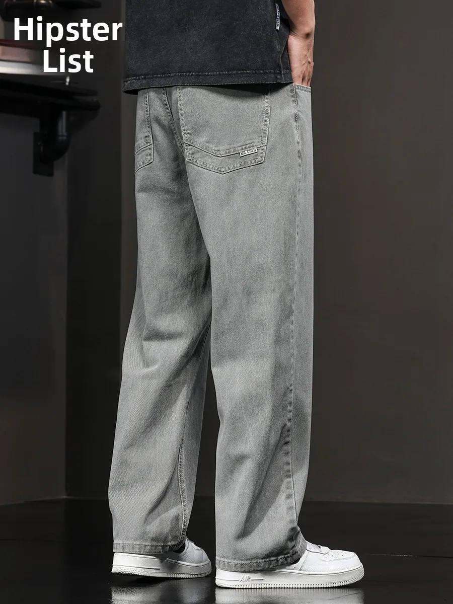 

Мужские джинсы прямого кроя в американском стиле ретро, повседневные свободные повседневные широкие брюки, модная весенне-осенняя одежда