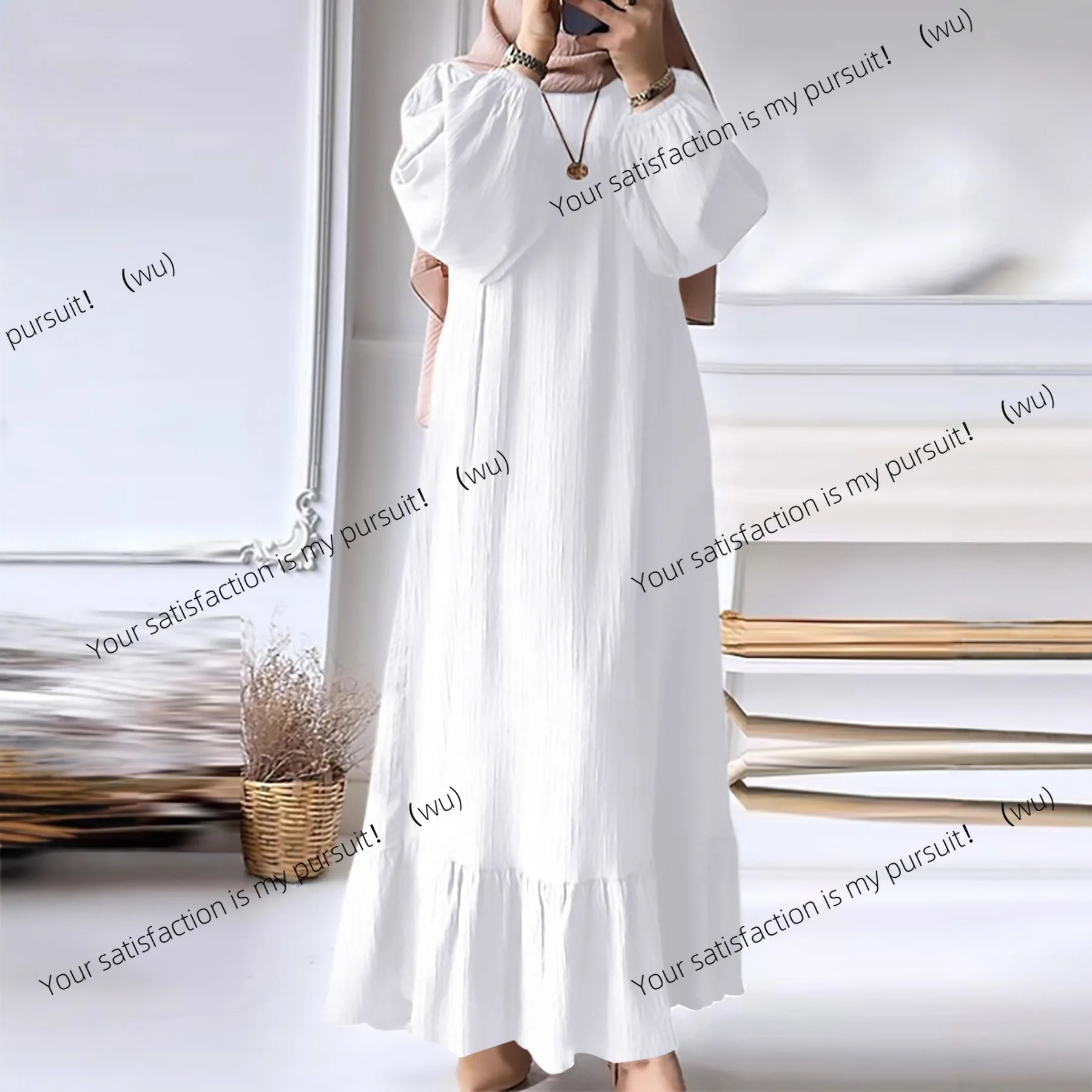 

Женский халат, весенне-осеннее новое модное свободное платье в стиле ретро с рукавами-пузырьками и рюшами по краям