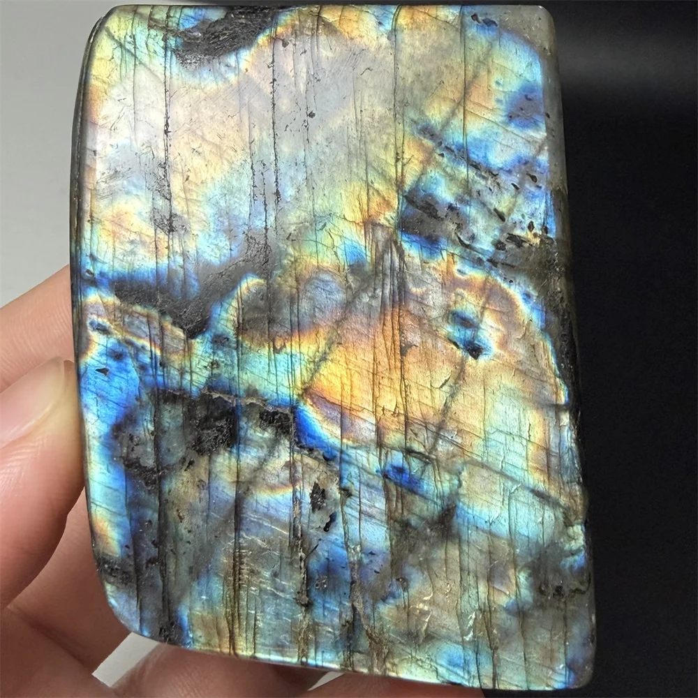 Black Body Rainbow Natural Colorful Purple Pink Light Labradorite Ornaments Yellow Blue Light Labrador Specimens Standing Blocks