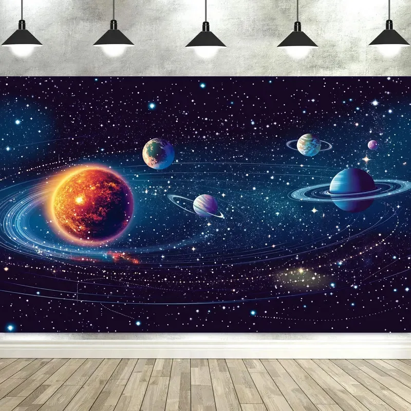 VIKAMA Sonnensystem Planeten Weltraum Hintergrund Kinder Weltraum-Themenparty Dekoration Fotokulisse Fotohintergrund