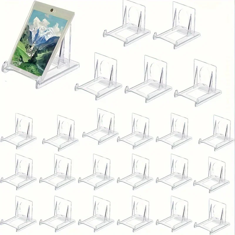 24PCS Adjustable Acrylic Display Easels Multipurpose Plastic Stands for Pictures Collectible Cards Decorative Plates Home Decor