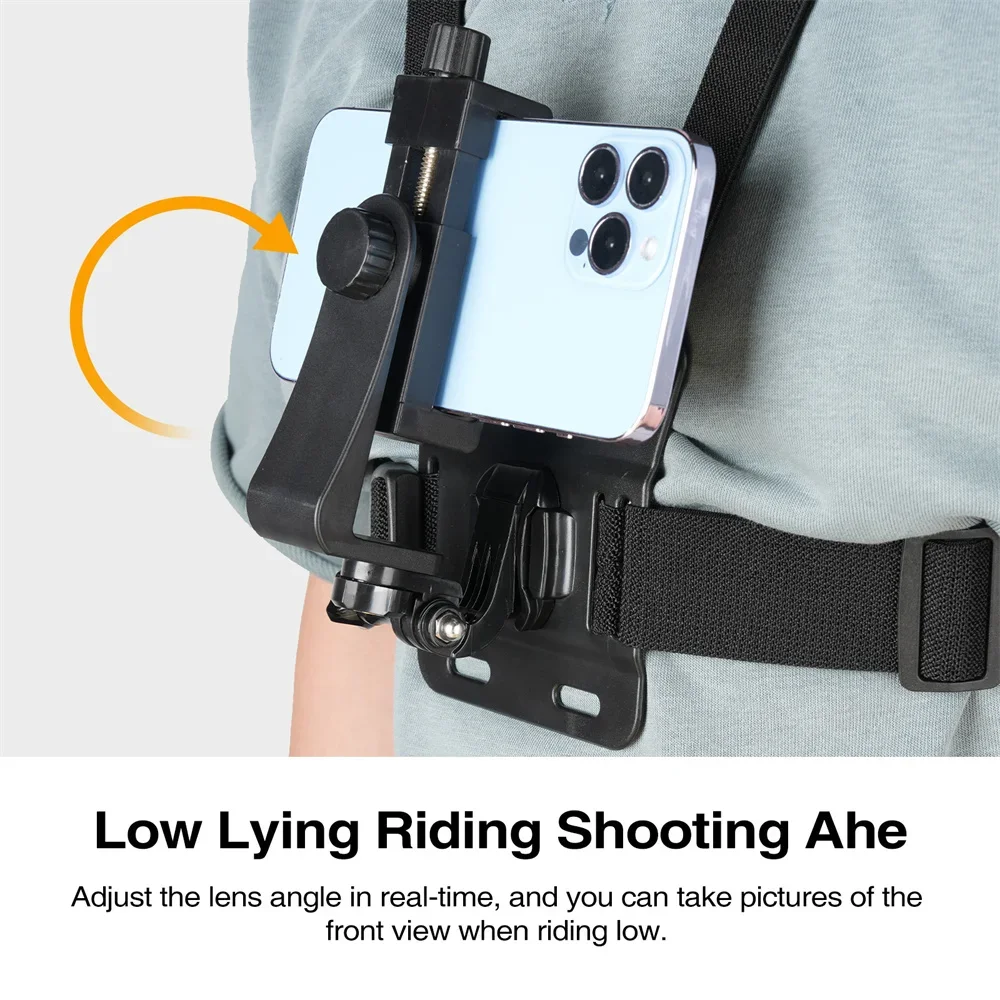 حامل حزام الصدر العالمي يدور 360 درجة لهاتف iPhone 15-13/Samsung/GoPro 11-9/Insta360 حزام الجسم لمقاطع فيديو الحركة POV ومدونات الفيديو #4