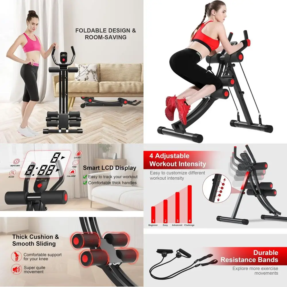 Máquina de Abdominales, Equipo de Ejercicio Abdominal para el Hogar, Entrenador de Cintura para Ejercicio de Cuerpo Completo para Mujeres, Máquina de Abdominales para Ejercicio del Abdomen, Plegable