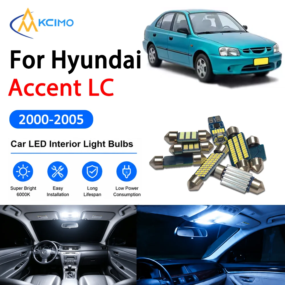 Complete LED Interior Dome Light Kit For Hyundai Accent LC 2000-2005 Door Courtesy Bulb Canbus Two Colors Reading Lights