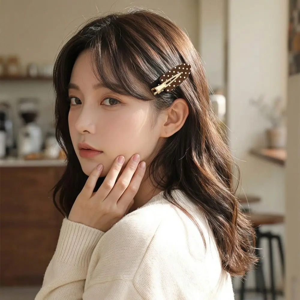 Black White Polka Dot Hair Clip Wave Point Acetic Acid Acetate Seamless Hairpin Minimalist Design Elegant Side Clip