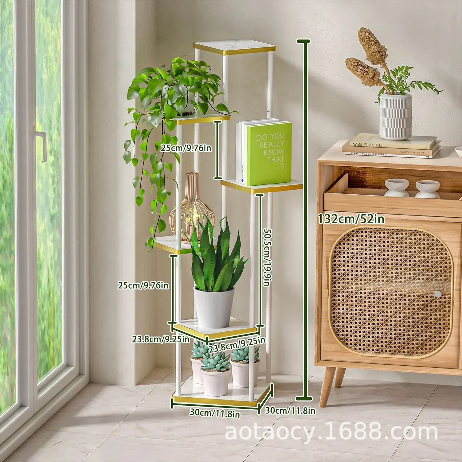 Cross-border Amazon temu high-end plant rack shelf for indoor bedroom kitchen study floor-to-ceiling