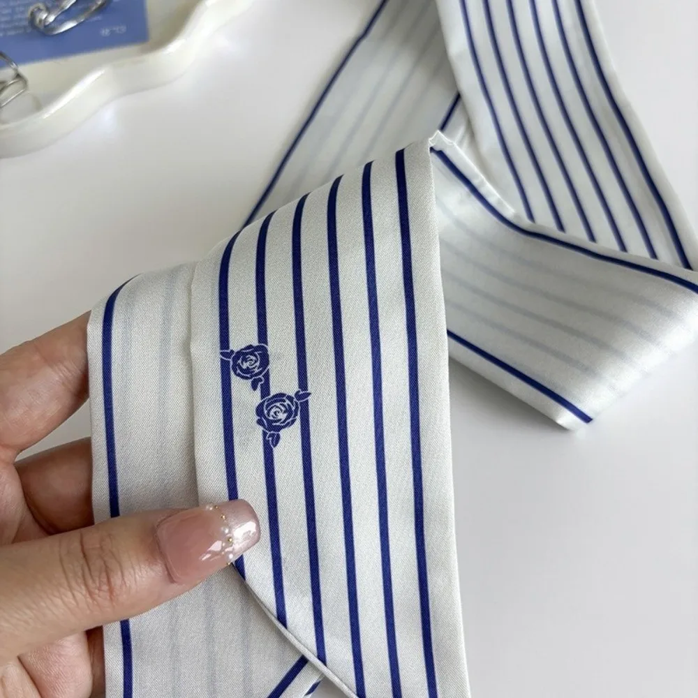 

Fashion Spring Woman Skinny Silk Scarf Silk Ribbon Striped Long Hair Strip Multi-use Small Neck Scarves Lady Hair Tie