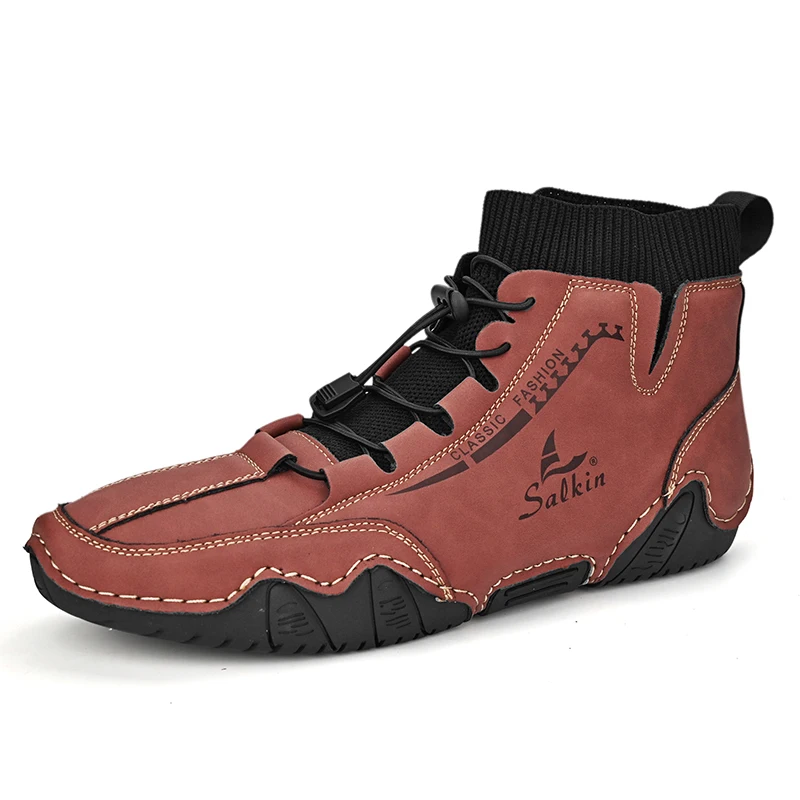 

Hand sewn anti slip and wear-resistant casual shoes with thick soles and shock-absorbing support for arches, men's outdoor commu