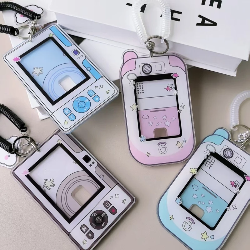 Cartoon Photo Card Case for Mini Photos and Card Storage, Clear Acrylic Card Protector Sleeve with Slide-In Access for K1KF