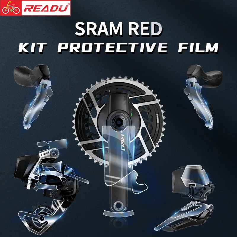 READU 2024 Kit rouge Film de protection gardes couverture de vélo Invisible résistant aux rayures Film protecteur vélo autocollants