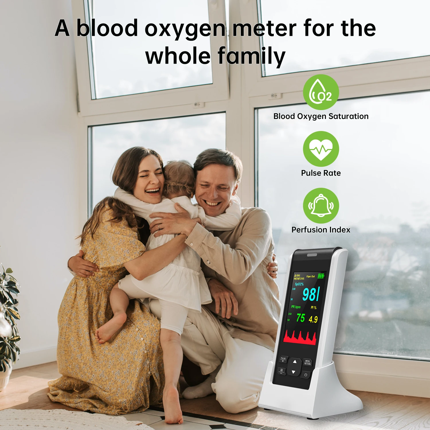 HealthTree Medical Handheld Pulse Oximeter Portable Rechargeable Blood Oxygen Heart Rate Monitor For Adult Children Newborns