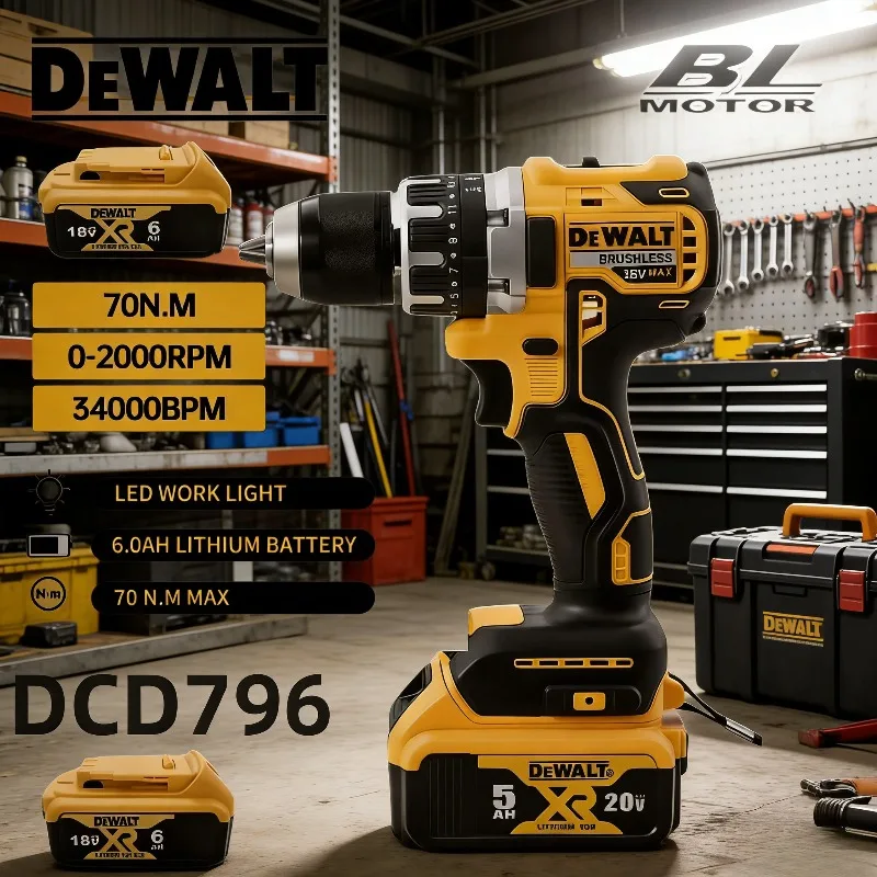 dewalt-dcd796-cordless-brushless-compact-impact-drill-led-light-powerful-multi-functional-electric-power-tool-20v-battery